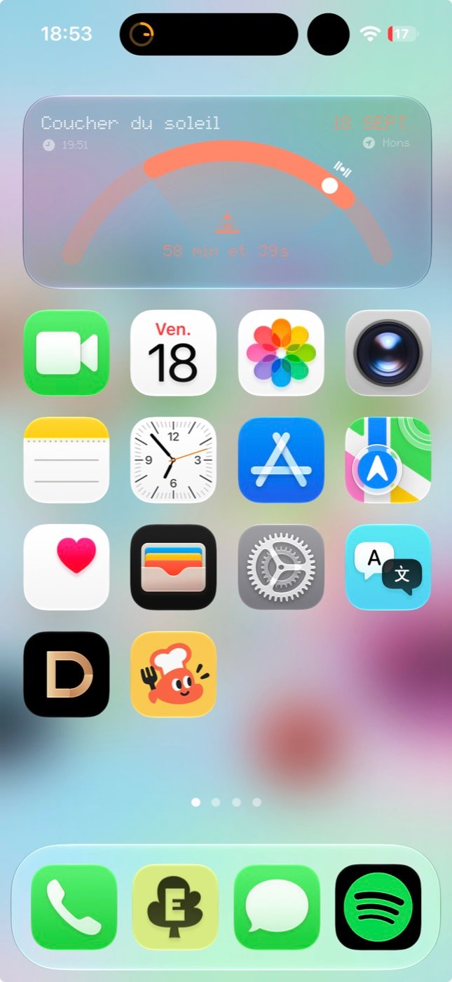 A real iPhone home screen: the Plami icon, a coral mascot in a chef hat on lemon yellow, sitting in the grid between Health, Wallet, Settings and the App Store.